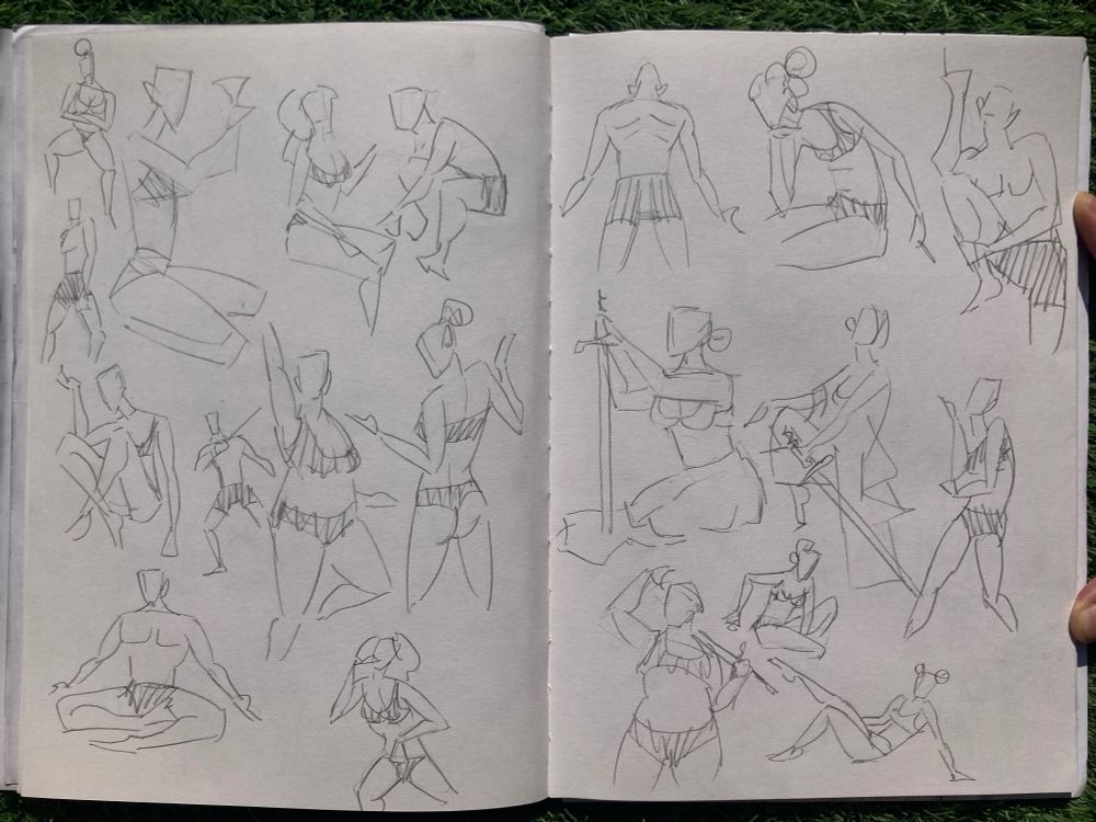 Quick gesture drawings of figures in different poses. Image 2 of 4.