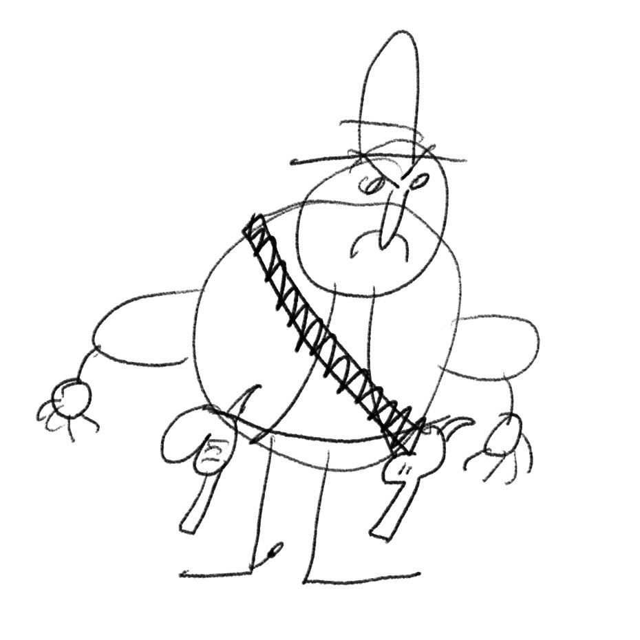 A childlike drawing of a cowboy.