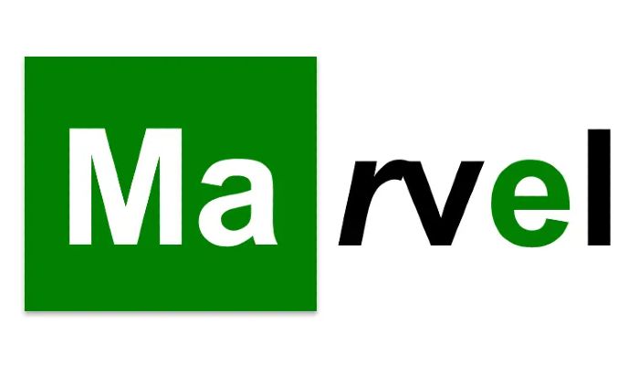 The Marvel Trial logo, with the letters 'Ma' in white font boxed off in a green square. 'rv' are stylised in cursive and black font, 'e' is green font, and 'l' a return to black font. 