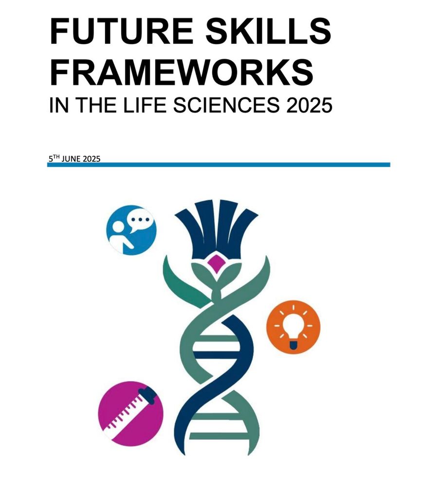 The cover of the future skills framework report, using the framework logo of a thistle stylised as a DNA helix, with the title of the report above