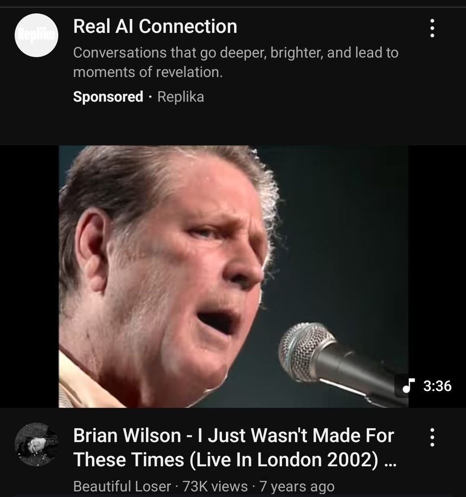 Real ai ad over brian wilson video for i just wasnt made for these times