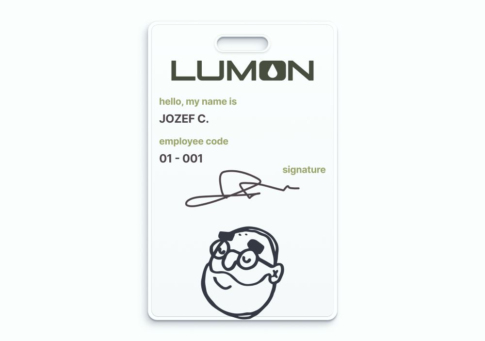 Digital illustration of a Lumon Employee Badge from the show Severance.