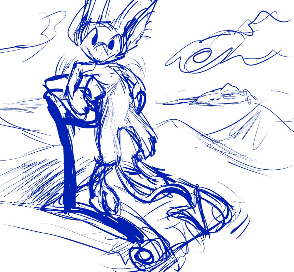 horrible nemitz smiling at the viewer while traveling across a desert of sand or snow using an electronic treadmill