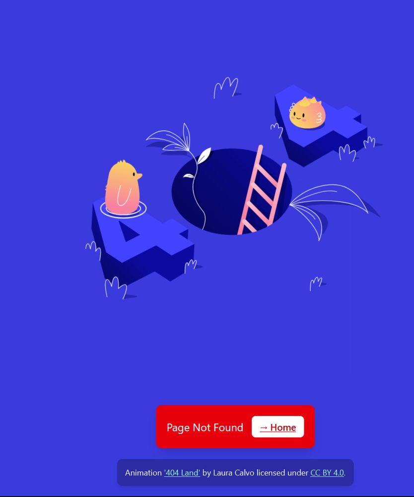 cutesy "page not found" error page resulting from attempting to investigate the "learn more" link