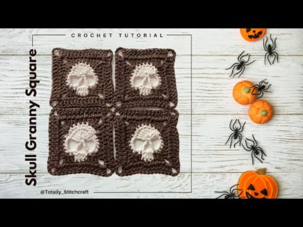 How to Crochet a Skull Granny Square | Full Crochet Tutorial