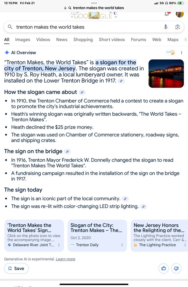 Details in Trenton NJ slogan “Trenton makes. The world takes”