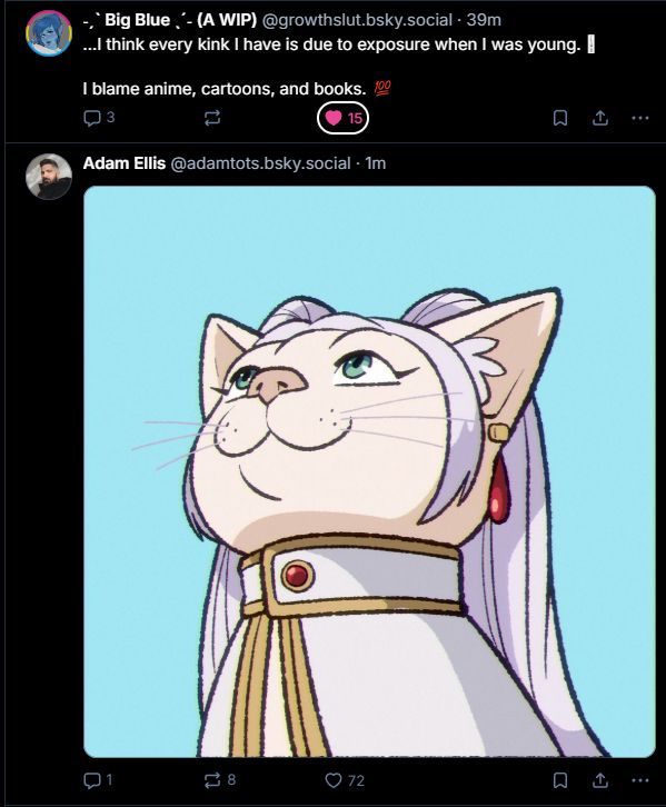 "I think every kink I have is due to exposure when I was young.  I blame anime, cartoons, and books."