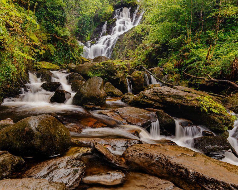 Torc Waterfall in Killarney National Park. County Kerry, Ireland 