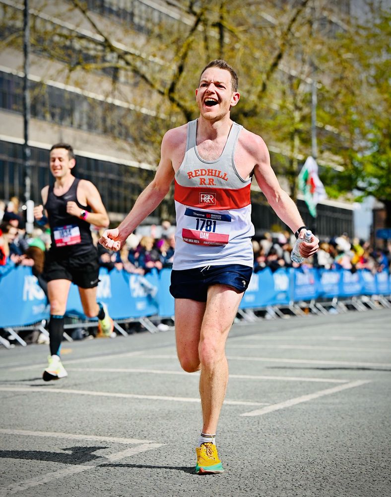 Me at the finish line of Manchester Marathon achieving my first sub 3 time. 