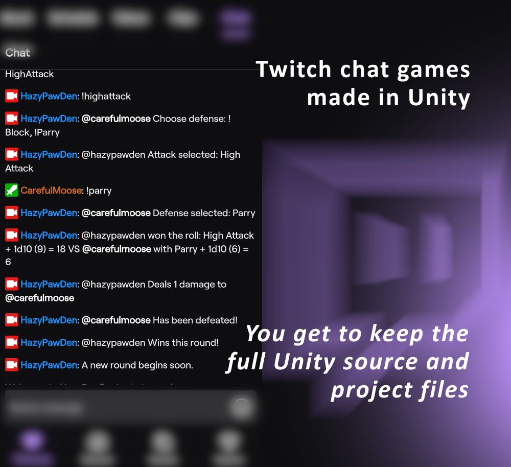 Twitch chat games made in Unity - you get to keep the full Unity source and project files