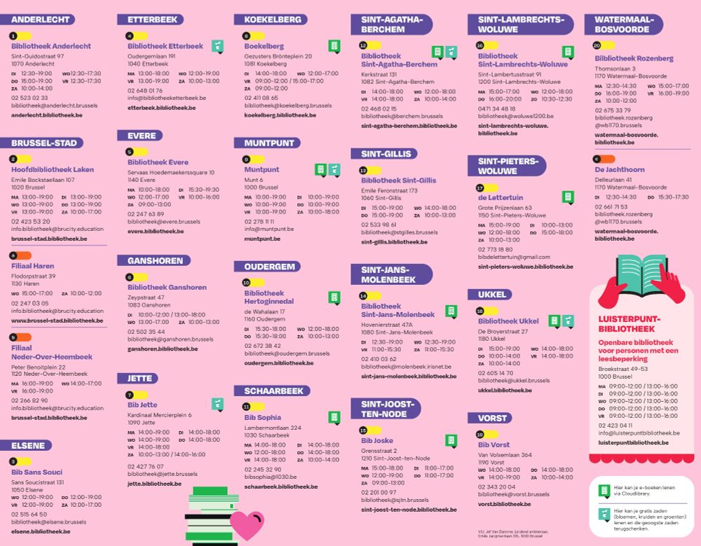 De bibliotheek is meer dan boeken. In de Brusselse bibliotheken is iedereen welkom. Ontdek boeken voor jong en oud, kranten en tijdschriften, e-boeken en films. Kom naar een voorleesmoment voor de jongsten, naar een conversatietafel Nederlands, kom een rustige namiddag studeren, of gewoon voor een gezellige babbel!