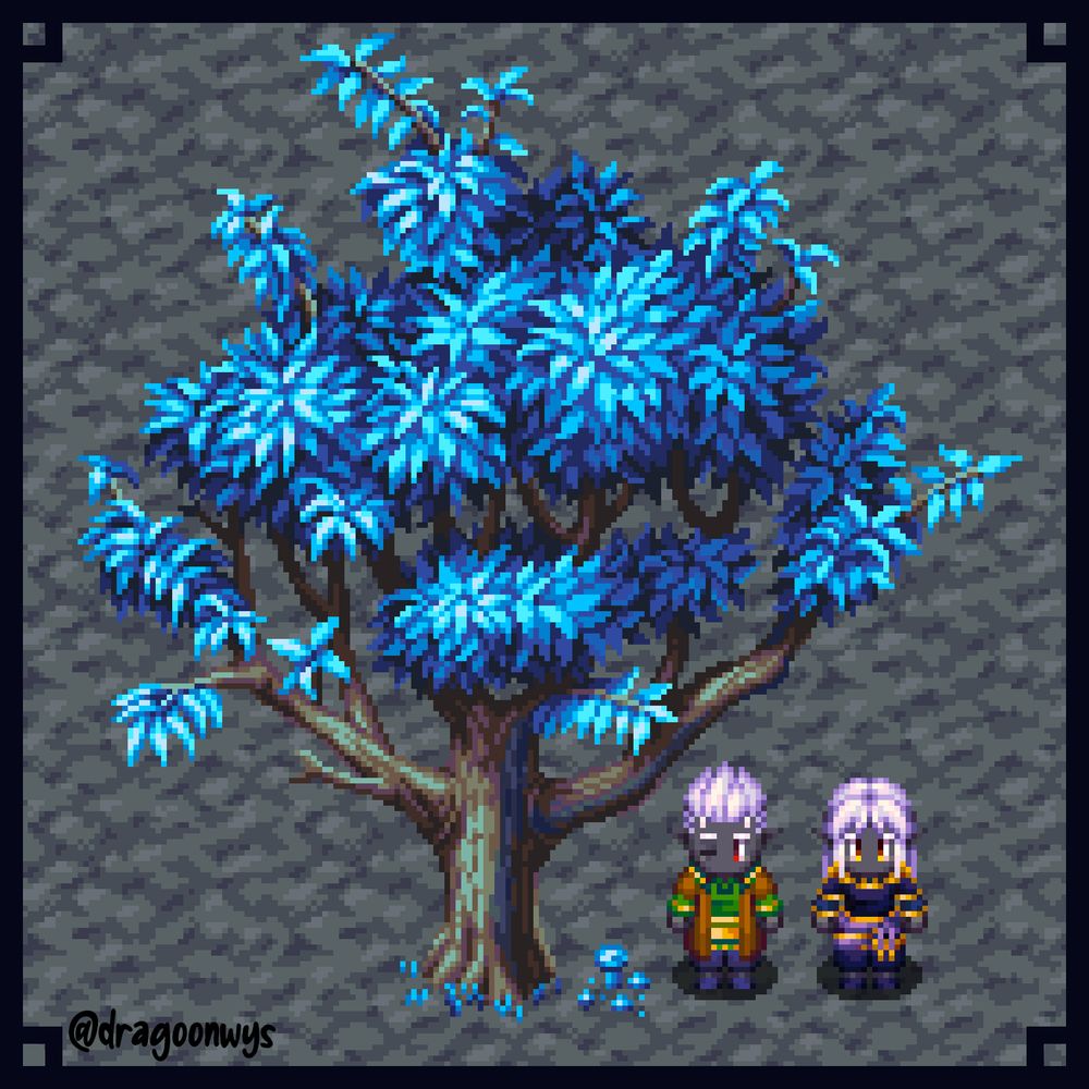 A pixel art drawing of a tree