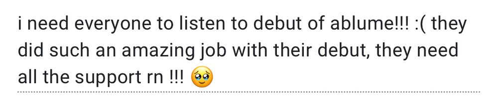i need everyone to listen to debut of ablume!!! they did such an amazing job with their debut, they need all the support rn !!!