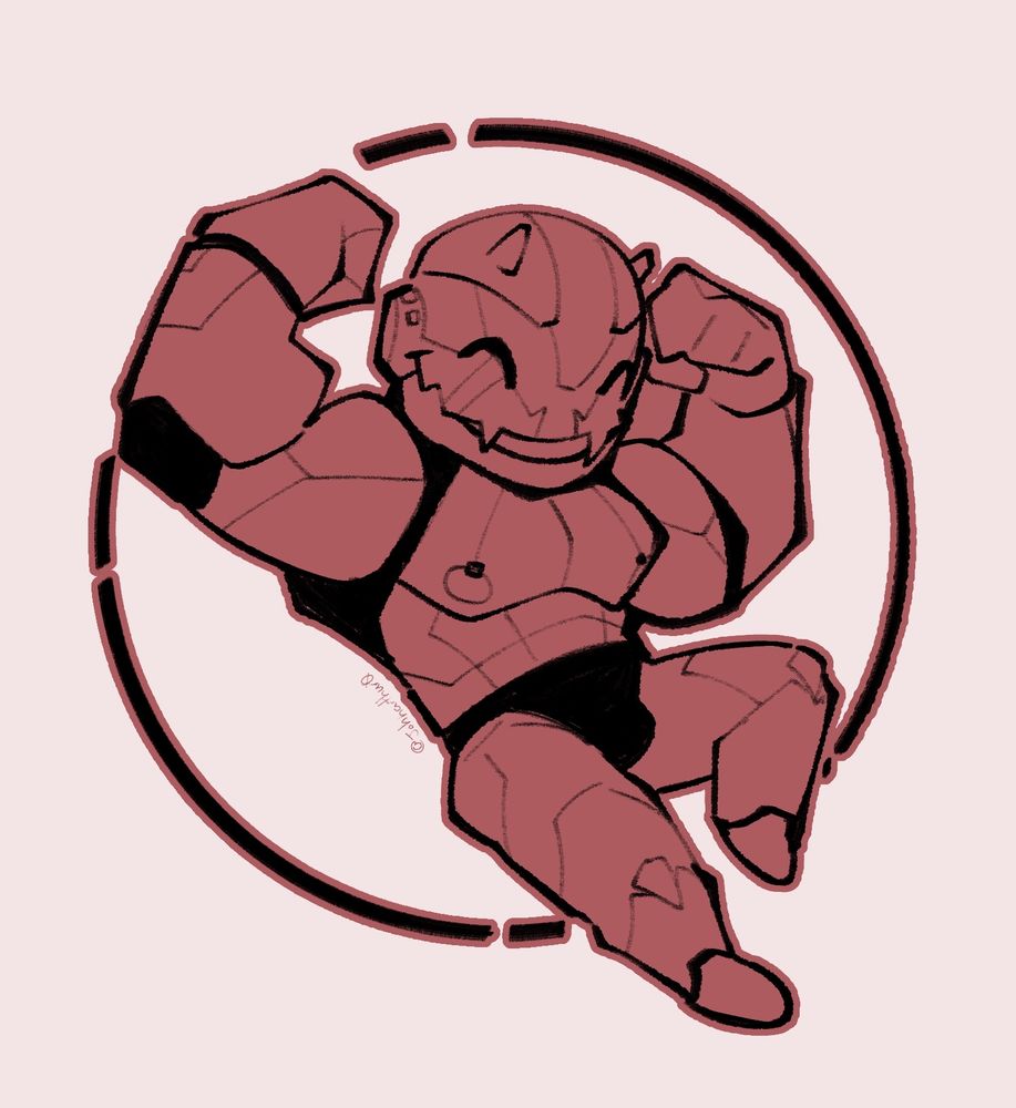 A little doodle of a happy, chibi Rowe-9 the exo.