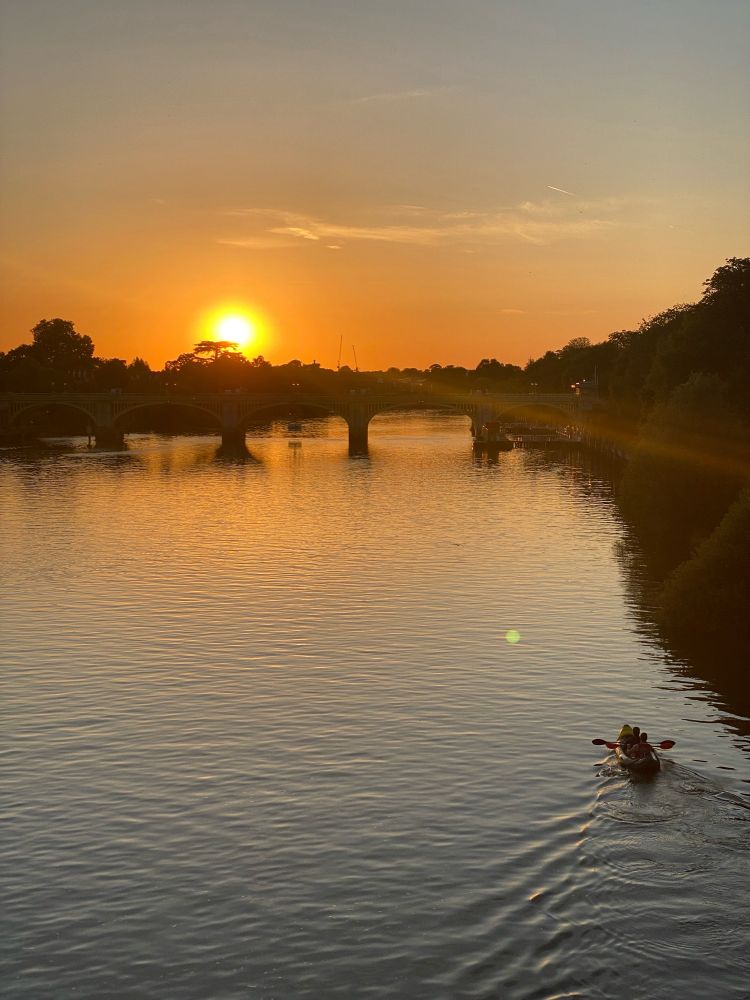 Sunset over Twickenham Bridge in West London