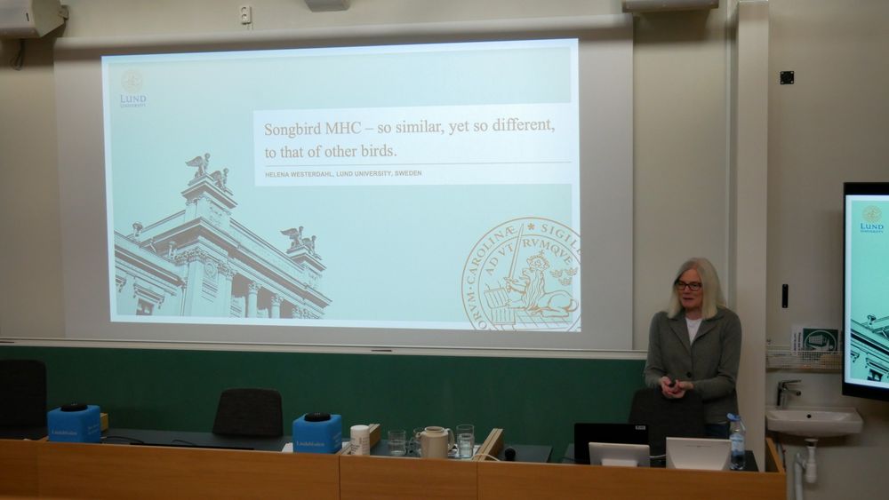 Helena starting her talk "Songbird MHC – so similar, yet so different, to that of other birds"