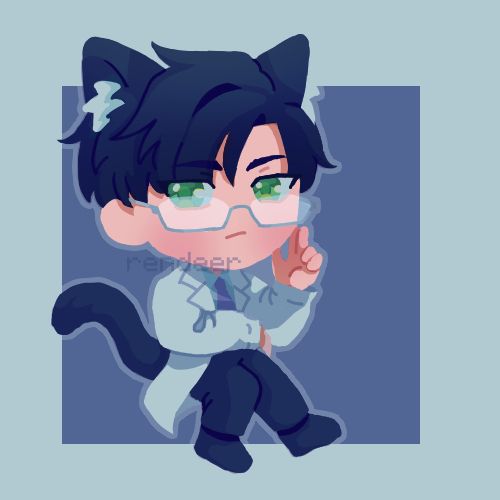 chibi catboy of love and deepspace character zayne