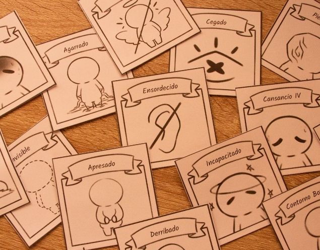 Tarjetas/tokens de DnD en blanco y negro con varios estados que puede tener un jugador en partida