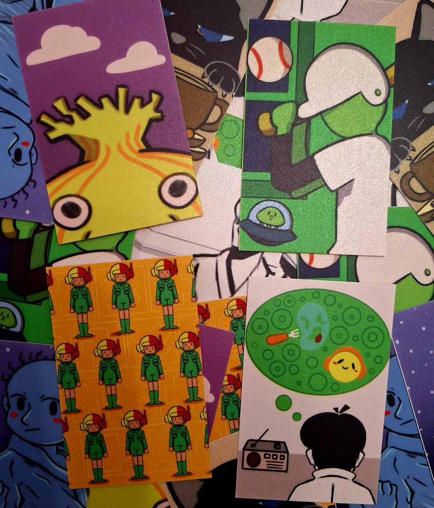 Photocards de Rhythm Paradise en el que se ven 4 fotos diferentes
