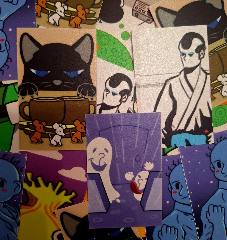 Photocards de Rhythm Paradise en el que se ven 3 fotos diferentes