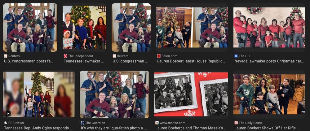 boebert and massie with their ridiculous christmas cards where everyone has a gun. totally normal. 