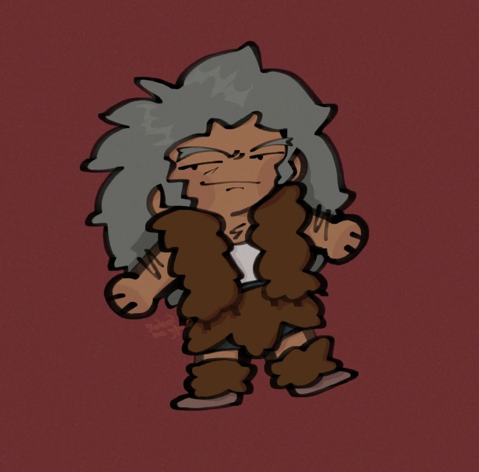 A digital drawing of a chibi uvogin for Hunter X Hunter, looking smug
