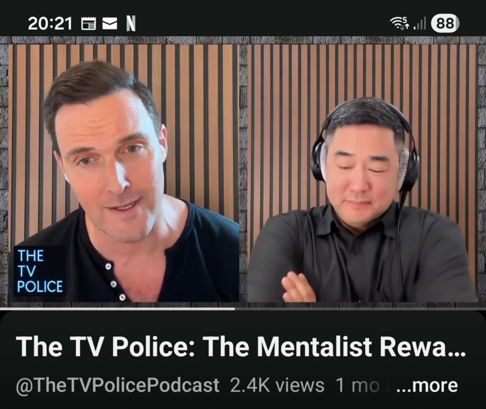Owain Yeoman and Tim Kang from episode one of their podcast about The Mentalist.