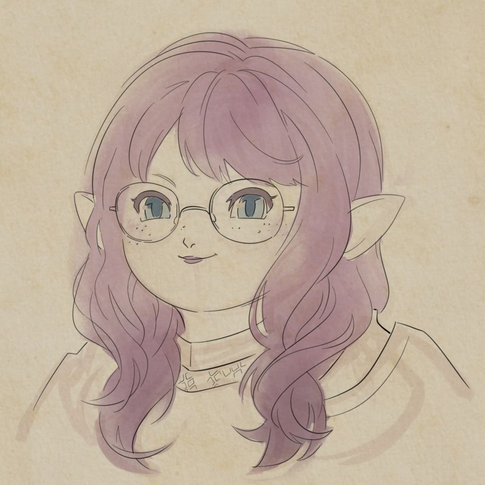 A drawing of a pink haired lalafell from ffxiv