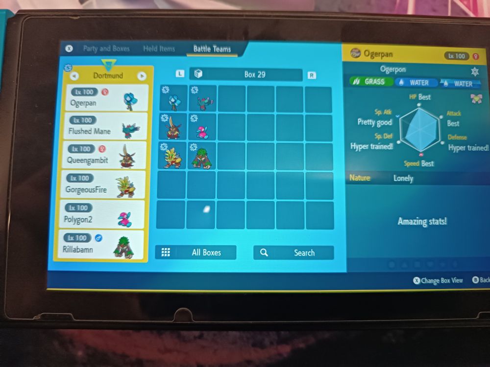 My team for Dortmund!
Ogerpon [Nicknamed Ogerpan]
Flutter Mane [Flushed Mane]
Kinggambit [Queengambit]
Gouging Fire [GorgeousFire]
Porygon2 [Polygon2]
Rillaboom [Rillabamn]