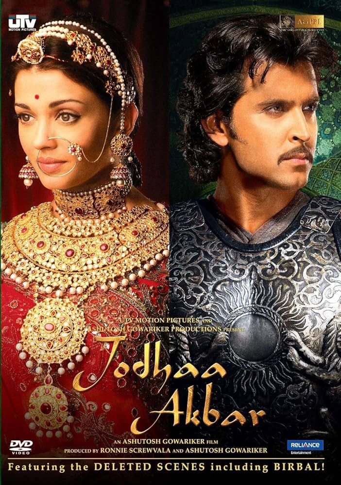 The movie poster to the epic Bollywood film Jodhaa Akbar starring Aishwarya Rai and Hritihk Roshan