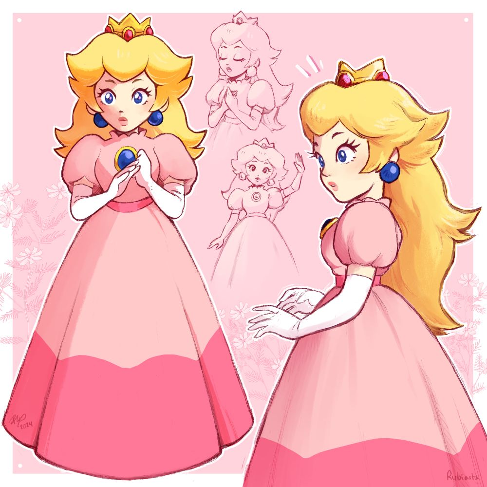 Princess peach's model from mario64 redrawn in my style