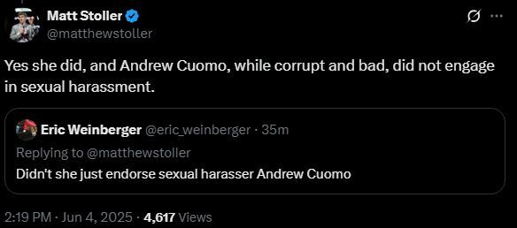 Matt Stoller: "Andrew Cuomo, while corrupt and bad, did not engage in sexual harassment."