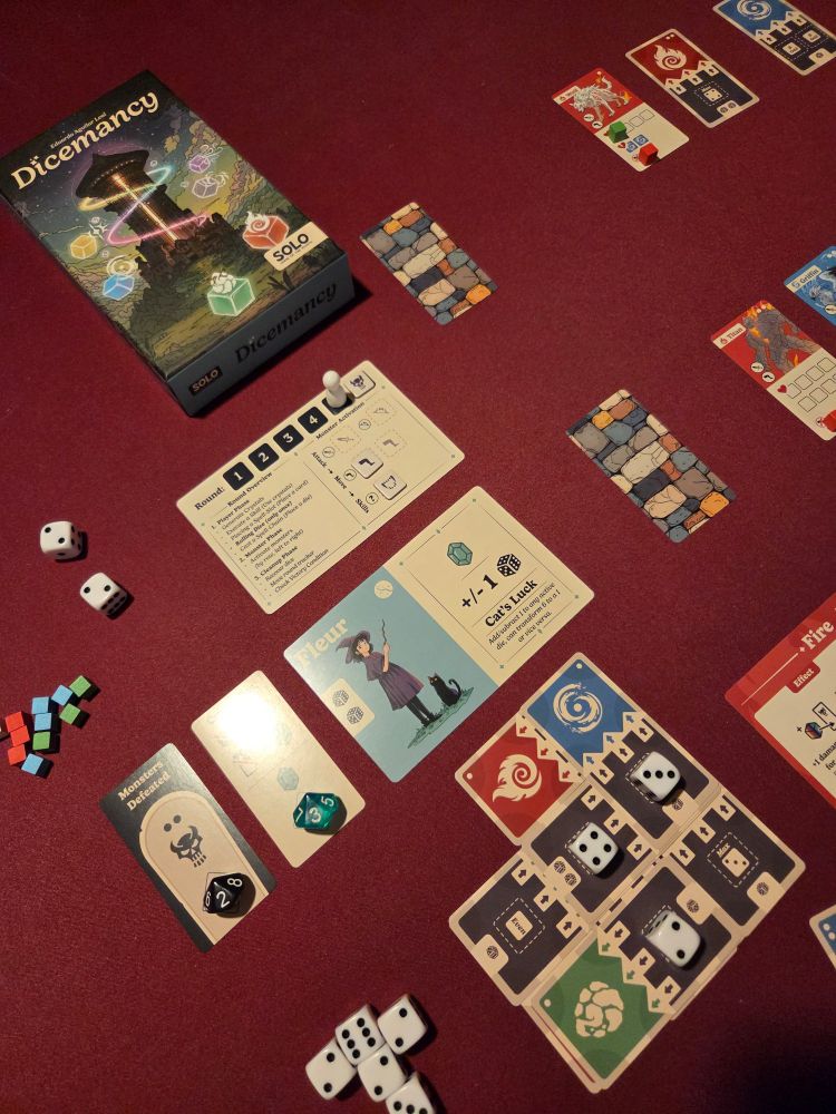 The final board state of a game of Dicemancy.