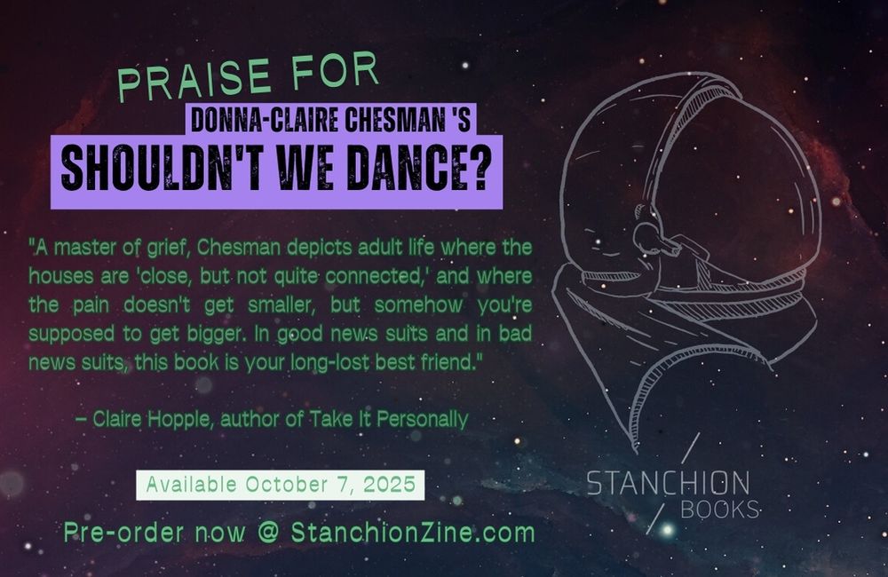 A space-themed graphic of an early review of Shouldn't We Dance?, a novelette coming in October.