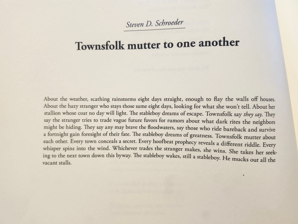 "Townsfolk mutter to one another" poem by Steven D. Schroeder