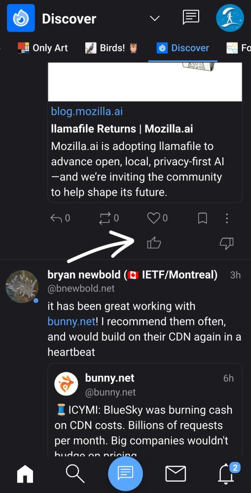 Post with thumb up and down icons
