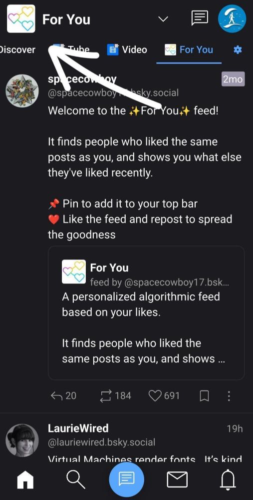 To find the settings for a favorite feed, tap on the feed avatar in the top left.