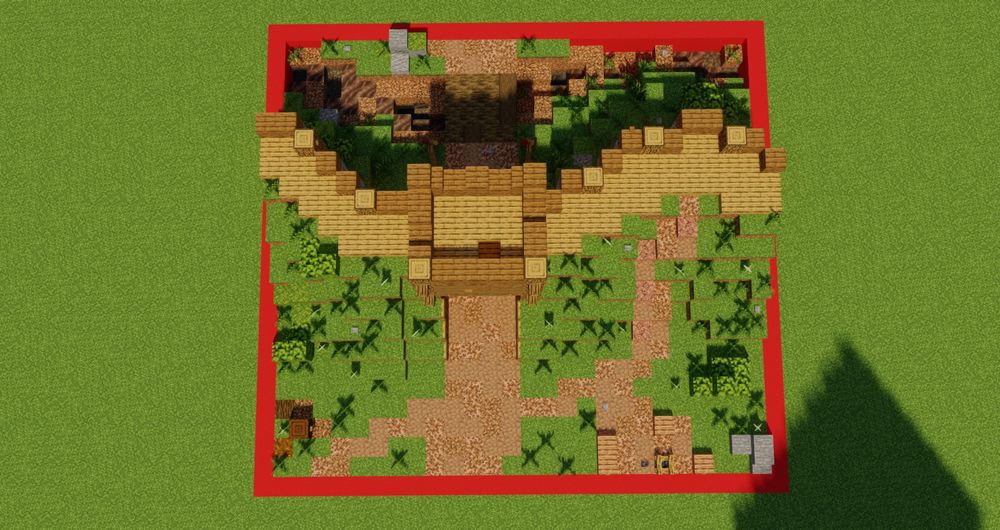 Screenshot of a Minecraft build depicting a celtic gate house. (top)