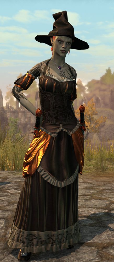 Red Huntress from alt account as Sexy Witch: Off the Shoulder Evening Dress plus Witches Hate in Bloodroot Wine and black