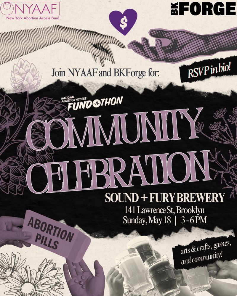Join NYAAF and BKForge for Fund-a-thon Community Celebration!

Sound + Fury Brewery: 141 Lawrence St, Brooklyn
Sunday, May 18 3-6 PM

Arts & crafts, games, & community! RSVP in bio!