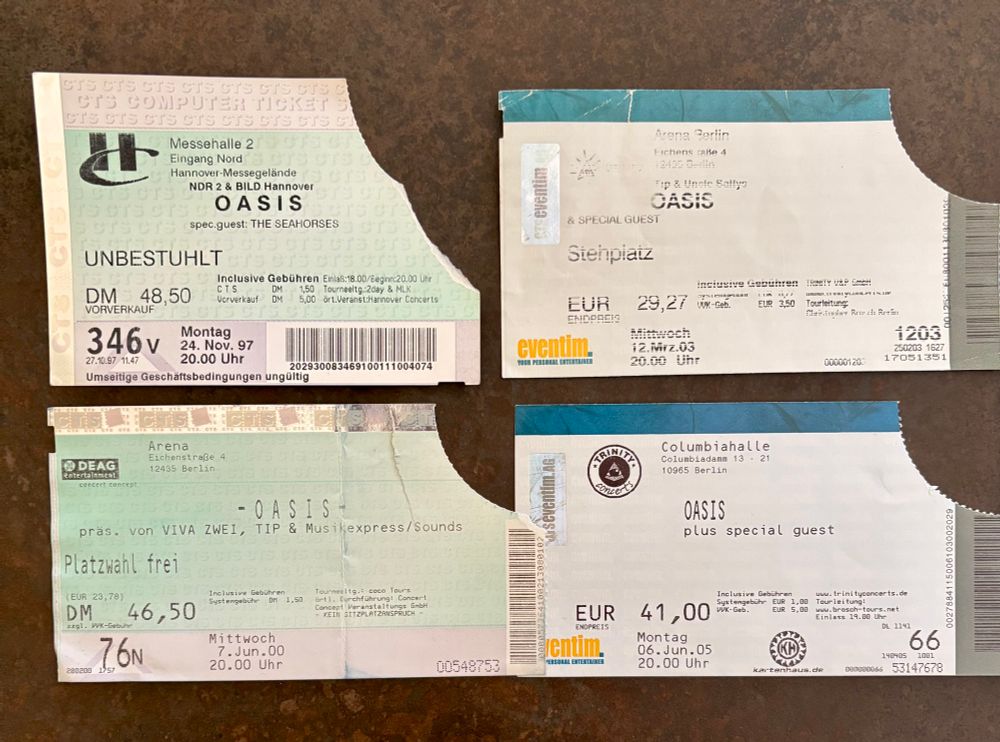 Oasis-Konzertkarten
