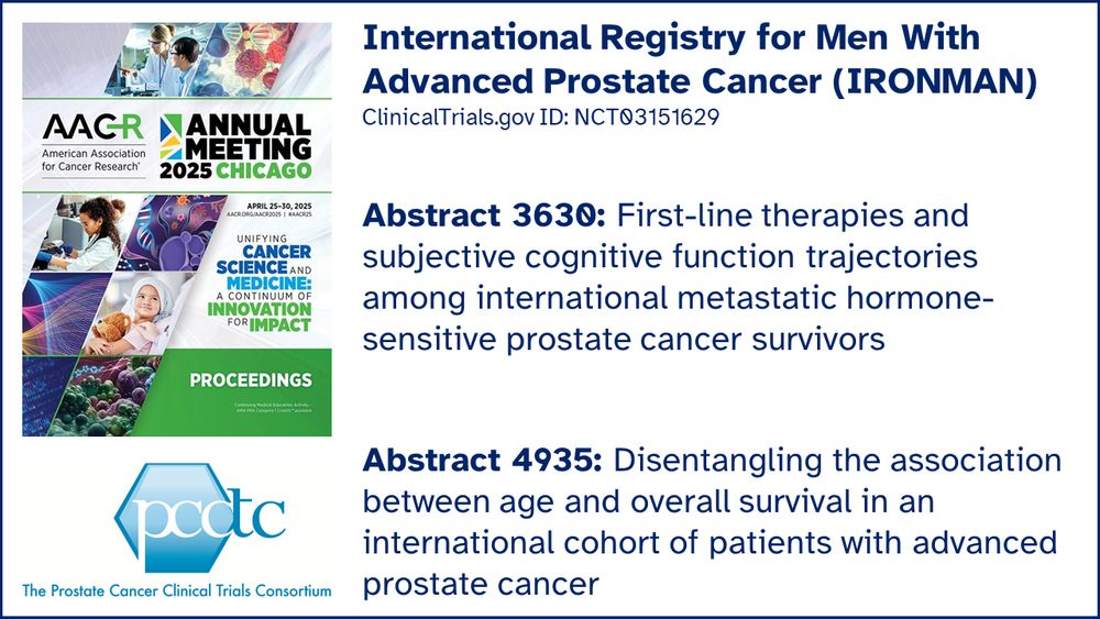 Two proffered abstracts detailing the PCCTC-managed International Registry for Men With Advanced Prostate Cancer (IRONMAN) featured at the 2025 AACR Annual Meeting (Abstract 3630 and Abstract 4935)