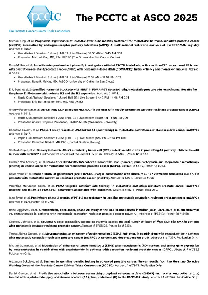 The Prostate Cancer Clinical Trials Consortium at ASCO 2025: Abstracts Listing

