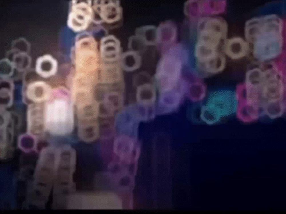 a blurry picture of a city skyline with a few letters that say ' o ' on them