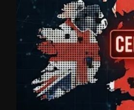 a map showing the british islands. focused is ireland, with a union jack superimposed on it. except for northern ireland which remains unmarked