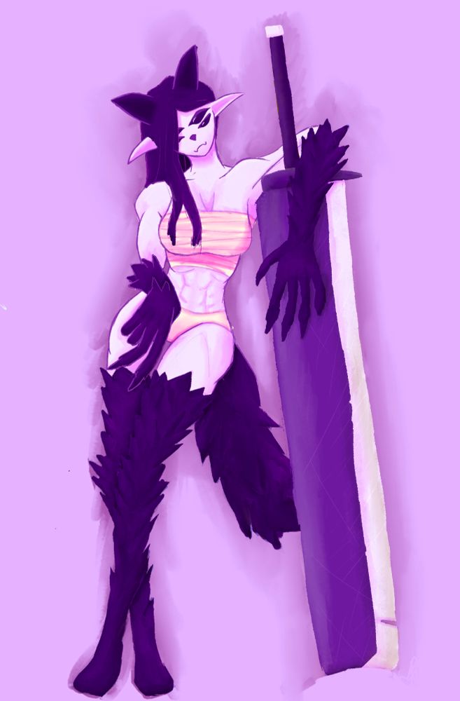 She has a giant ass sword and 7 INT. Her 2 main methods of interaction with the world is imprinting on someone smarter than her or doing that alligator barrel roll until the victim stops moving 
