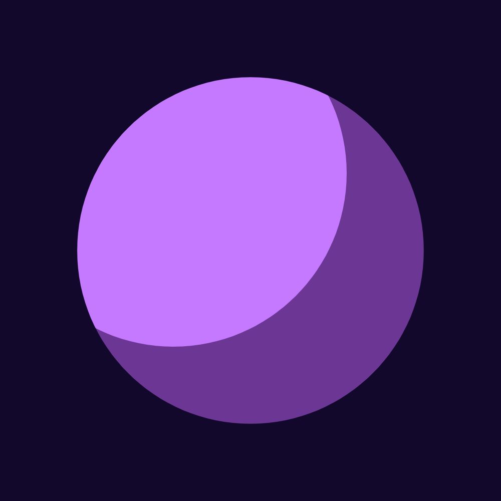 luna's profile picture, a purple moon on a dark-purple background