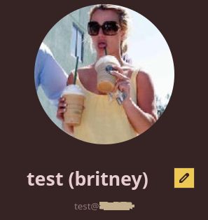 xmpp test account with the nickname 'britney' and the user avatar is britney spears with big sunglasses drinking 2 starbucks frappucinnos