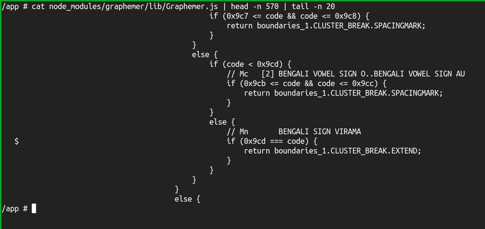 Screenshot of a segment of a javascript file obtained from the npm with a dollar sign in a place that definitely should not have a dollar sign. The resource on the npm does not have this dollar sign.