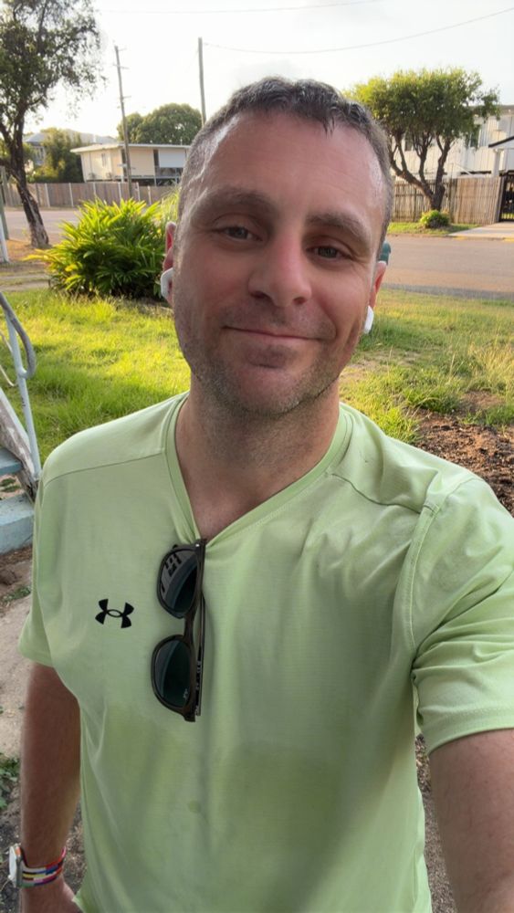 me outside again sweaty after a workout 